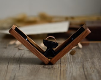 Personalized Black Walnut Ring Box: Custom Engraved Proposal, Engagement, Wedding Holder