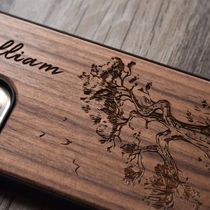 Personalized Real Wood iPhone Case, Protective Walnut Wood Case for iPhone 16, 16 Plus, 16 Pro, 16 Pro MAX, and other, Gift for Him/Her