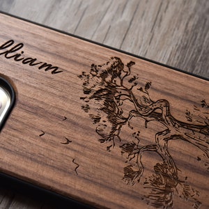 Personalized Real Wood iPhone Case, Protective Walnut Wood Case for iPhone 14, 14 Plus, 14 Pro, 14 Pro MAX and other, Gift for Him/Her