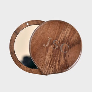 Personalized Wood Pocket Mirror, Compact Mirror, Bridesmaid Gift, Gift for Her, Purse Mirror