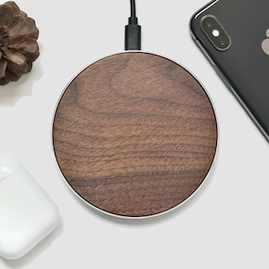 Wooden Wireless Charger, iPhone 14 QI Charging Pad, AirPods Pro Wireless Charger, Anniversary gift, Coworker Gift, Christmas Gift
