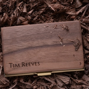 Gepersonaliseerde visitekaartjesdoos, houten kaartdoos, metalen creditcardhouder, aangepast cadeau, collega-cadeaus, vadercadeau, uniek cadeau voor hem/haar