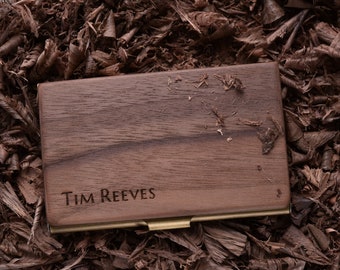 Personalized Business Card Case, Wood Card Case, Metal Credit Card Holder, Custom Gift, Coworker Gifts, Father Gift, Unique Gift for him/her