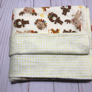Reversible baby blanket,flannel, Animals & Friends baby blanket, multi colored baby boy blanket, baby girl blanket, neutral image 5