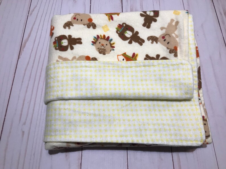 Reversible baby blanket,flannel, Animals & Friends baby blanket, multi colored baby boy blanket, baby girl blanket, neutral image 5