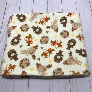 Reversible baby blanket,flannel, Animals & Friends baby blanket, multi colored baby boy blanket, baby girl blanket, neutral