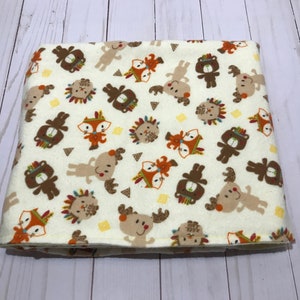 Reversible baby blanket,flannel, Animals & Friends baby blanket, multi colored baby boy blanket, baby girl blanket, neutral image 1