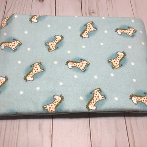 Reversible baby blanket, flannel, giraffe baby blanket, blue baby boy blanket, giraffe blanket image 1