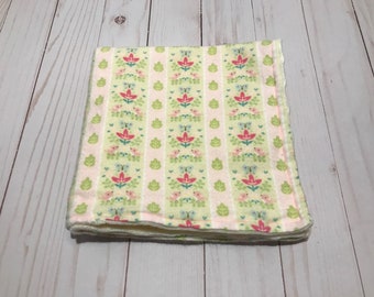 Lovey blanket, flower blanket, flannel blanket, minky blanket, small blanket for girl, security blanket