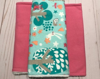 Burp cloth set of 3, foxes & flowers burp cloths, baby gift, baby shower, newborn burp cloth, burp cloths, bibs and burping