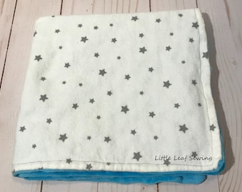 Lovey blanket, star blanket, flannel blanket, minky blanket, blanket for girl, blanket for boy, security blanket,  lovey baby blanket