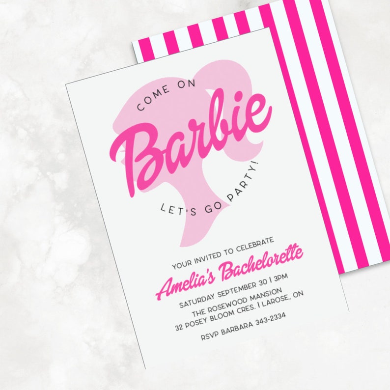 Barbie Bachelorette Invitation Downloadable Template Etsy