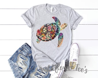 Women's Watercolored SEA TURTLE Graphic Tee T-Shirt Plus Size 3X 4X 3XL 4XL 5XL Available