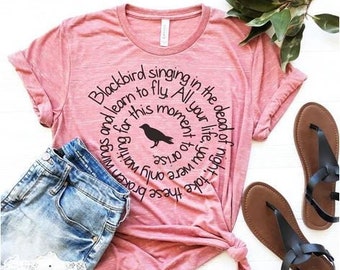 Women's BLACKBIRD Rock & Roll Old School Old Soul Hippie Tee T-Shirt Retro Antique Graphic Tee