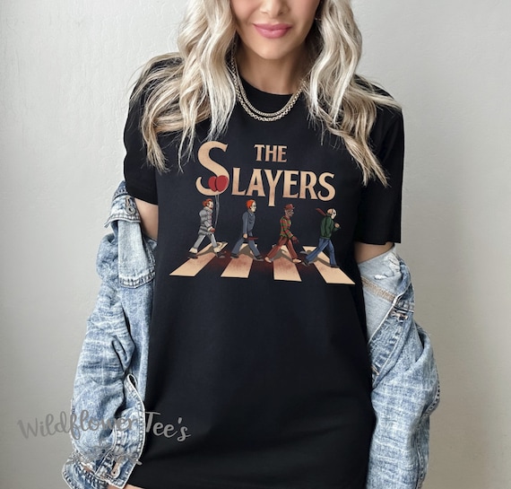 Women's THE SLAYERS Horror Movie Killers Halloween ABBEY Graphic Tee T-Shirt plus size 4X 4XL 5X 5XL Avail
