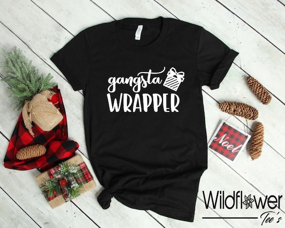 Women's Gangsta Wrapper Limited Time Cute Funny Winter Holiday Christmas Tee T-Shirt Graphic Tee Plus Size Avail 3X 3XL 4X 4XL 5XL