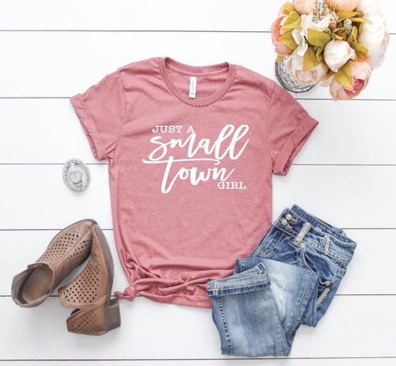 Women's Just A SMALL TOWN GIRL Tee T-Shirt Farm Country Graphic Tee Plus Size