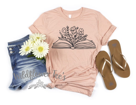 Women's FLORAL BOOK Read Book Lover Teacher Librarian Student Tee T-Shirt Graphic Tee Plus Size 3X 3XL 4X 4XL Avail