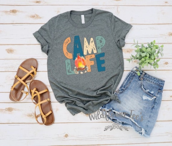 Women's CAMP LIFE Camping Tee T-Shirt Graphic Tee Plus Size Available in 3X 3XL 4X 4XL 5X 5XL