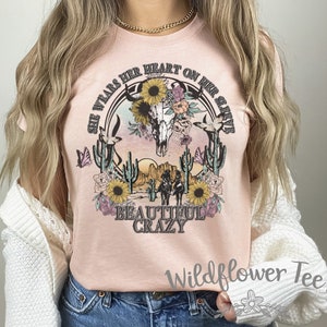 Women&#39;s BEAUTIFUL CRAZY Country music Tee T-Shirt Graphic Tee Plus Size Tee t-shirts up to 3X 3XL 4X 4XL AVAIL