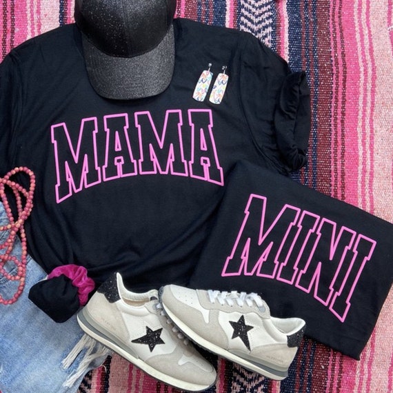 MAMA MINI 3D/puff Design Mommy and Me Matching Graphic Tee T-shirts Tees Shirts Mother's Day Women Youth Toddler Plus Sizes to 4XL 5XL