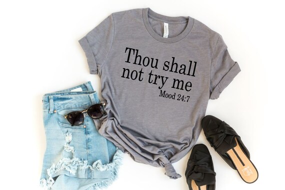 Women's THOUGH SHALL NOT Try Me Tee Humor Inspirational Faith Religon Christian T-Shirt Graphic Tee Plus Size