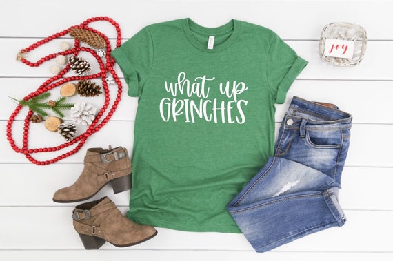 Women's WHAT UP GRINCHES Limited Time Cute Funny Winter Holiday Christmas Tee T-Shirt Graphic Tee Plus Size 3XL 4XL Avail