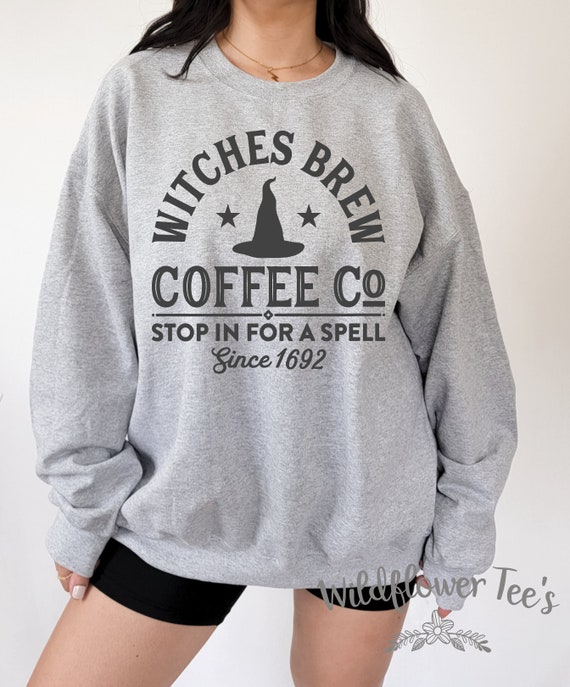 Women's WITCHES BREW COFFEE Co Cute Cozy Comfy Oversized Fall Halloween Sweatshirt Fleece Trendy Boho Chic Winter plus sizes up to 4XL 5XL