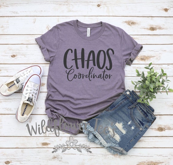 Women's Chaos Coordinator Tee T-Shirt Funny Humor Counselor Teacher Event Group leader Graphic Tee Plus Size Avail 3X 3XL 4X 4XL