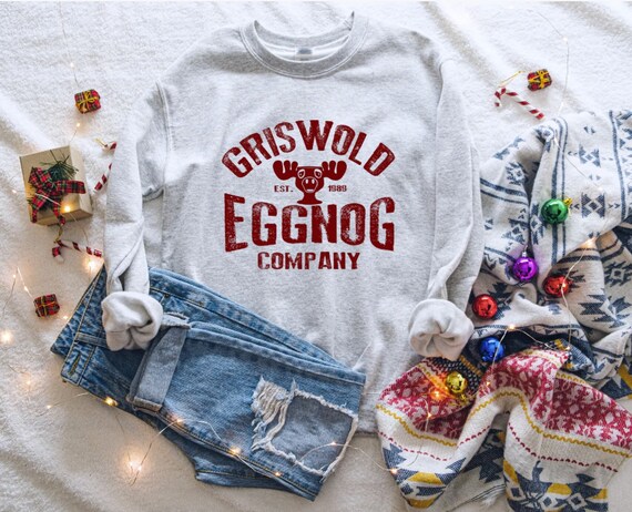 Women's CHRISTMAS GRISWOLD EGGNOG Company Sweatshirt Cozy Comfy Fleece Trendy Boho Chic Winter plus sizes avail up to 5XL