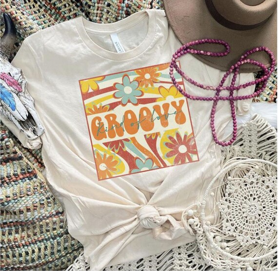 Women's GROOVY KINDA LOVE Hippie Kindness Peace Tee T-Shirt Graphic Tee Plus Size Avail 3X 3XL 4X 4XL