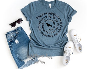 Women's BLACKBIRD  Rock & Roll Old School Old Soul Hippie Tee T-Shirt Retro Graphic Plus to 4XL