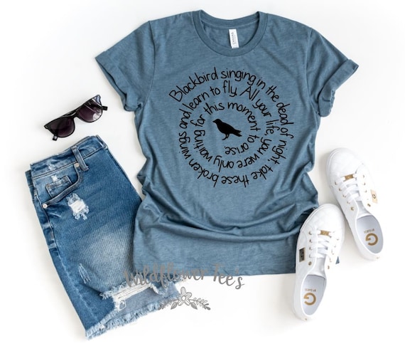 Women's BLACKBIRD  Rock & Roll Old School Old Soul Hippie Tee T-Shirt Retro Graphic Plus to 4XL