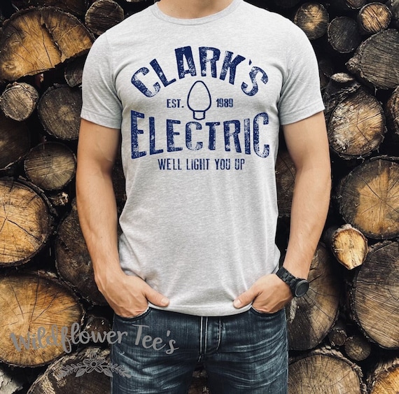 Men's Funny Griswold's CLARK'S ELECTRIC Limited Fun Holiday Christmas Graphic Tee T-Shirt Extended Sizes Avail up to 3XL 4XL 5XL