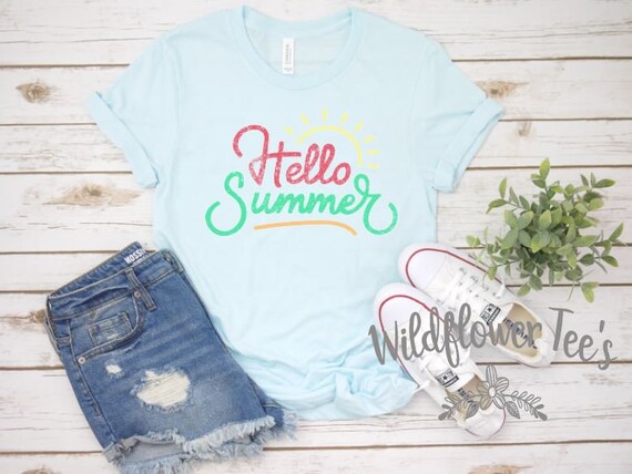 Women's HELLO SUMMER Summer Vacation Beach Lake River Tee T-Shirt Graphic Tee Plus Size 3X 3XL 4X 4XL Avail