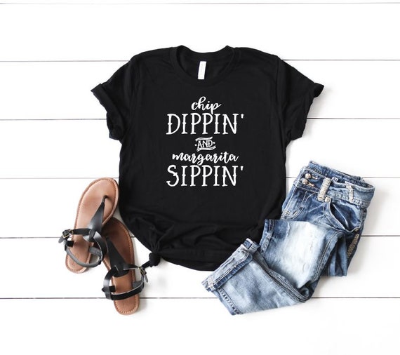 Women's CHIP DIPPIN' and MARGARITA Sippin' Tee T-Shirt Funny Humor Graphic Tee Plus Size 3X3XL 4X 4XL 5X 5XL