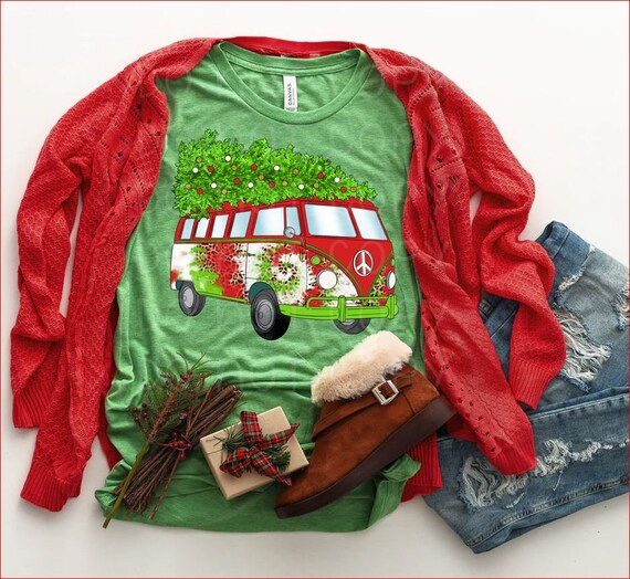Women's HIPPIE CHRISTMAS... Limited Cute Holiday Christmas Tee T-Shirt Graphic Tee Plus Size Avail in 3XL 4XL