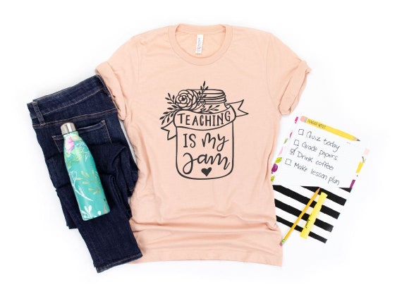 Women's TEACHING Is MY JAM Teacher Gift Tee T-Shirt Graphic Tee Plus Size