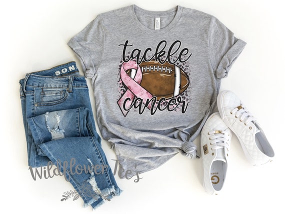 Women's Breast Cancer Awareness TACKLE CANCER Football Tee T-Shirt Autism Awareness Graphic Tee Plus Size 3X 4X 3XL 4XL Available