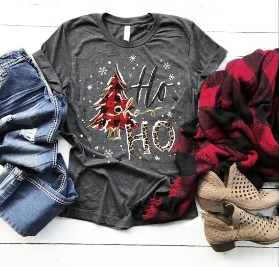 Women's Ho Ho Ho Limited Time Cute Funny Winter Holiday Christmas Tee Leopard Buffalo plaid Tree T-Shirt Graphic Tee Plus Size 3XL 4XL 5XL