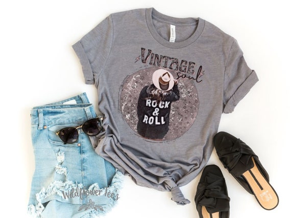 Women's VINTAGE SOUL Rock & Roll Old School Old Soul Hippie Tee T-Shirt Retro Antique Graphic Tee Plus Size 3X 4X 3XL 4XL Available