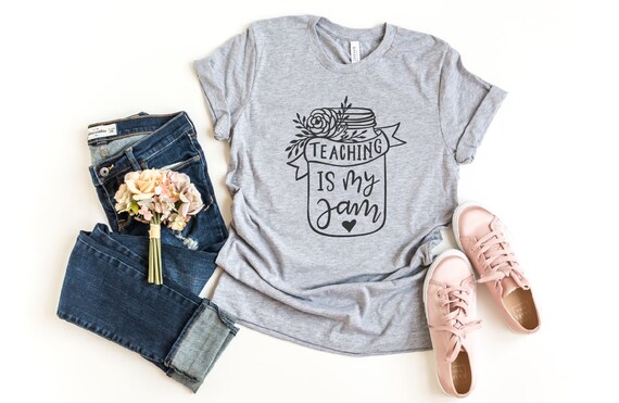 Women's TEACHING Is MY JAM Teacher Gift Tee T-Shirt Graphic Tee Plus Size