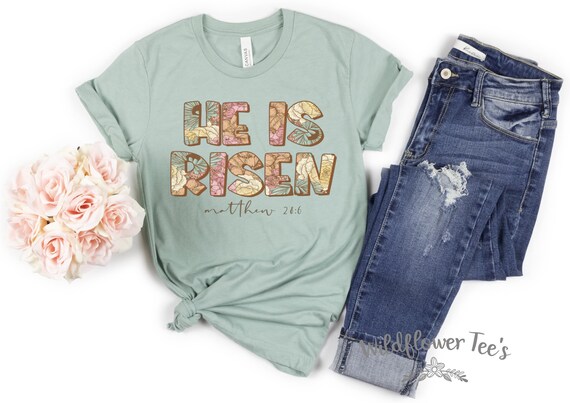 Women's HE IS RISEN Limited Cute Holiday Easter Passover Faith Christian Spring Tee T-Shirt Graphic Tee Plus Size Avail in 3X 3XL 4X 4XL