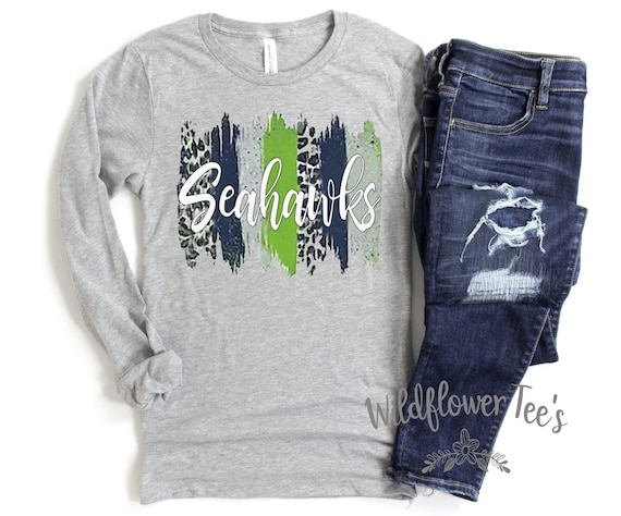 Women's SEAHAWKS Football LONG SLEEVE Tee T-Shirt Graphic Tee Plus Size Avail to 3XL