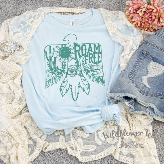 Women's ROAM FREE Thunderbird Boho Hippie Kindness Peace Tee T-Shirt Graphic Tee Plus Size AVAIL 3X 3XL 4X 4XL