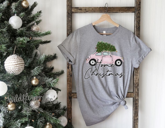 Women's HOME FOR CHRISTMAS... Limited Cute Holiday Vintage Nostalgic Christmas Tee T-Shirt Graphic Tee Plus Size Avail in 3XL 4XL 5XL