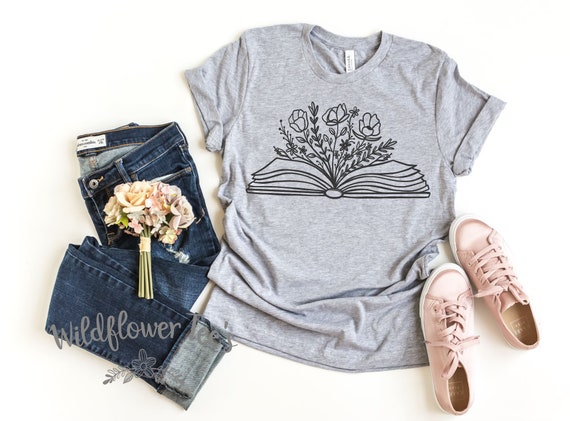 Women's FLORAL BOOK Read Book Lover Teacher Librarian Student Tee T-Shirt Graphic Tee Plus Size 3X 3XL 4X 4XL 5XL Avail