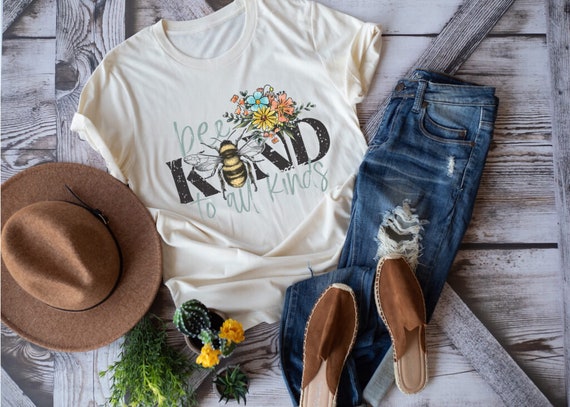 Women's BE KIND To ALL Kinds Inspirational Tee T-Shirt Graphic Tee Plus Size 3XL 4XL Avail