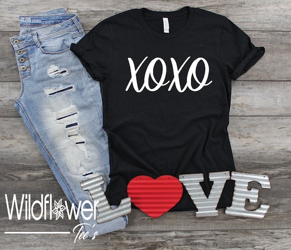 Women's VALENTINE'S DAY XOXO Limited Time Cute Holiday Love Hugs and Kisses Tee T-Shirt Graphic Tee Plus Size Avail in  3X 3XL 4X 4XL 5X 5XL