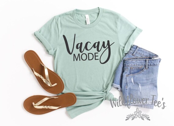 Women's VACAY MODE Funny Summer Vacation Tee T-Shirt Graphic Tee Plus Size Available in 3X 3XL 4X 4XL